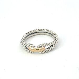 David Yurman Sterling Silver 18k Gold Ring Size 7 Estate DY667